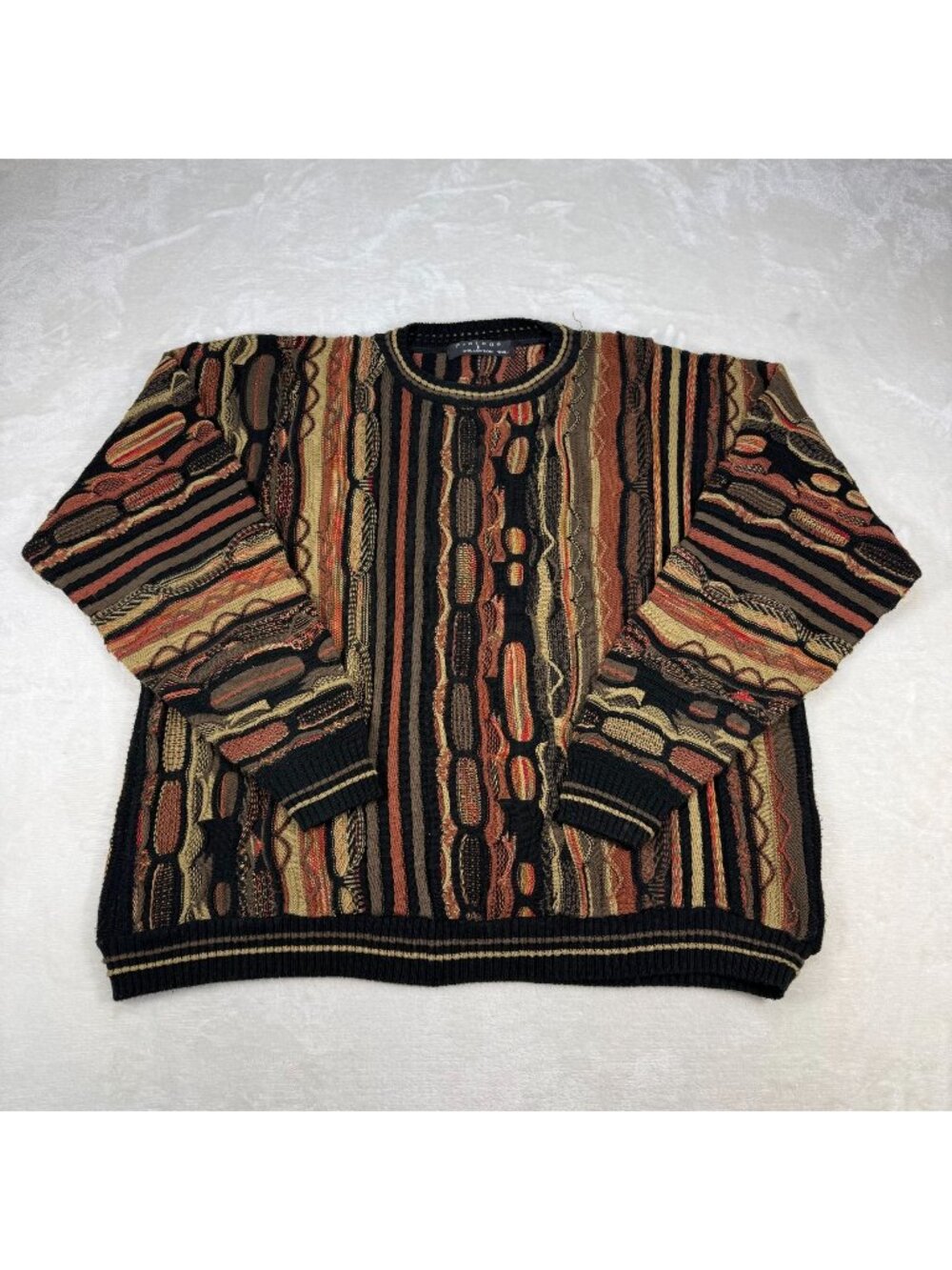 Vintage Protege 90s Coogi Style Sweater Grandpa 3D Textured Knit Mens 2XL USA
